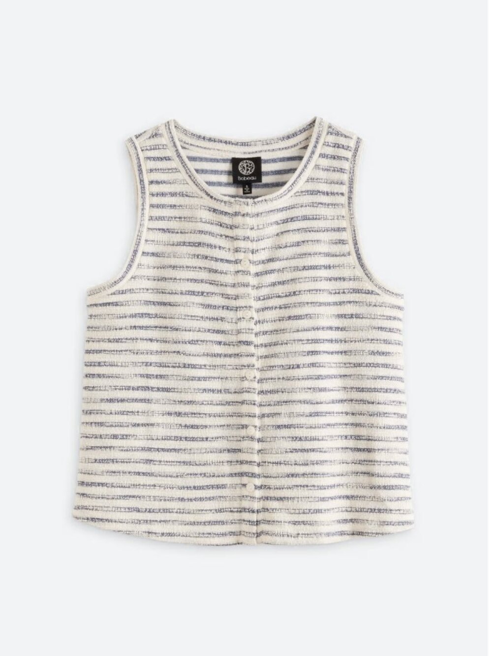 Bobeau Ariadne Ivory & Blue Striped Sleeveless Button up Top Shirt